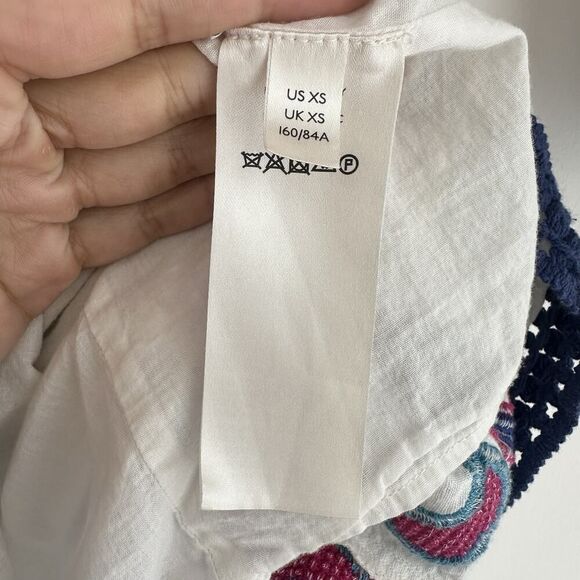 Anthropologie Maeve Olympia Dress XS Embroidered Cotton Linen Tunic Boho Resort - Picture 12 of 16